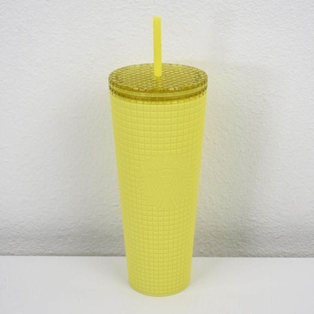 Starbucks 2023 Winter Meadow Yellow Soft‎ Grid Tumbler New with tag